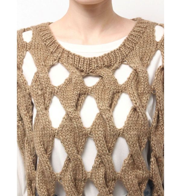 Ungrid「透かし編みデザインハンドニットベスト」|ニット・セーター|