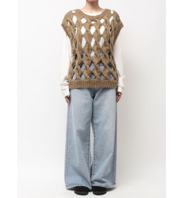 Ungrid「透かし編みデザインハンドニットベスト」|ニット・セーター|
