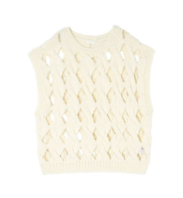 Ungrid「透かし編みデザインハンドニットベスト」|ニット・セーター|