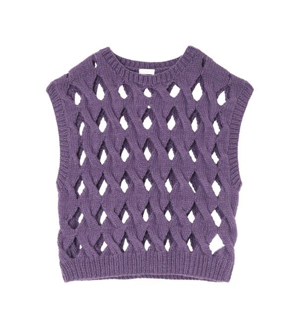 Ungrid「透かし編みデザインハンドニットベスト」|ニット・セーター|