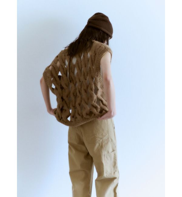 Ungrid「透かし編みデザインハンドニットベスト」|ニット・セーター|