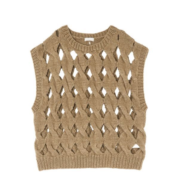 Ungrid「透かし編みデザインハンドニットベスト」|ニット・セーター|