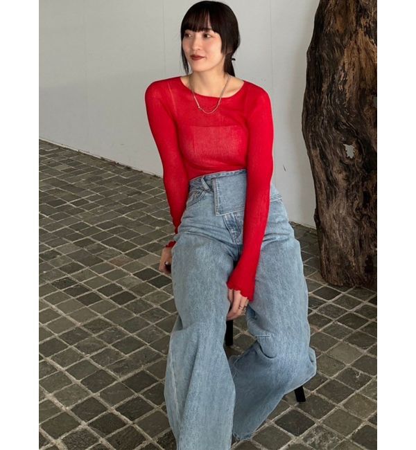 LAGUNAMOON「【WEB限定】シアーリボンニットプルオーバー」|ニット・セーター|