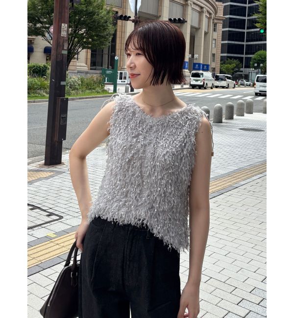 LAGUNAMOON「フェザーライクVネックトップス」|シャツ・ブラウス|