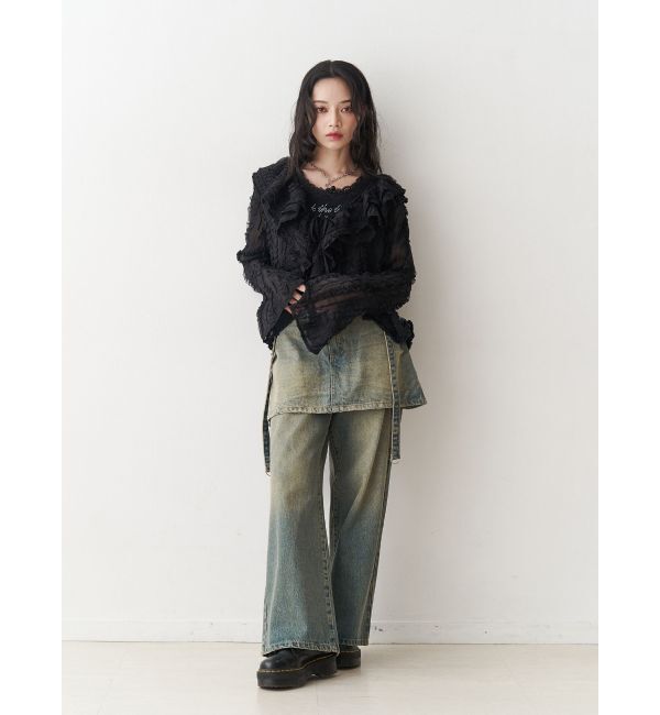 jouetie「スカートドッキングルーズパンツ」|デニム|