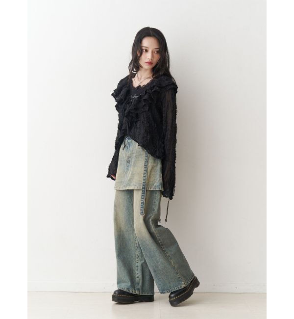 jouetie「スカートドッキングルーズパンツ」|デニム|