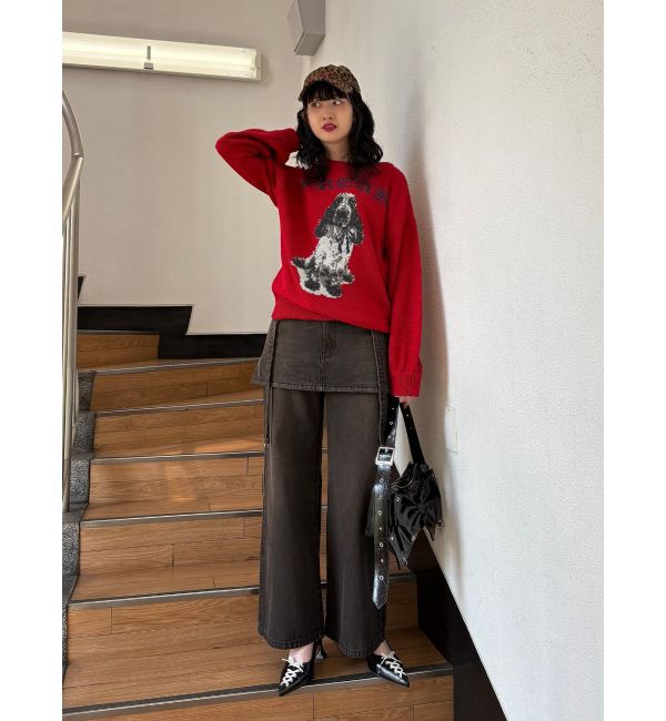 jouetie「スカートドッキングルーズパンツ」|デニム|