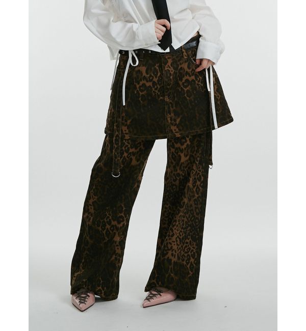 jouetie「スカートドッキングルーズパンツ」|デニム|ブラウン