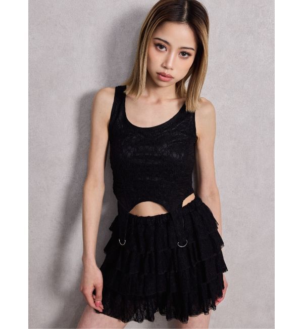 GYDA「Mix material フリルデザインショートパンツ」|その他|