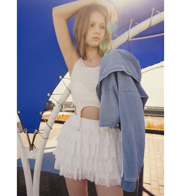 GYDA「Mix material フリルデザインショートパンツ」|その他|