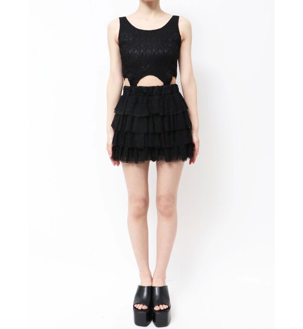 GYDA「Mix material フリルデザインショートパンツ」|その他|