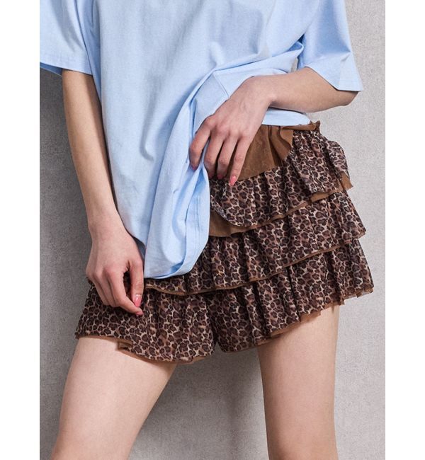 GYDA「Mix material フリルデザインショートパンツ」|その他|ミックス