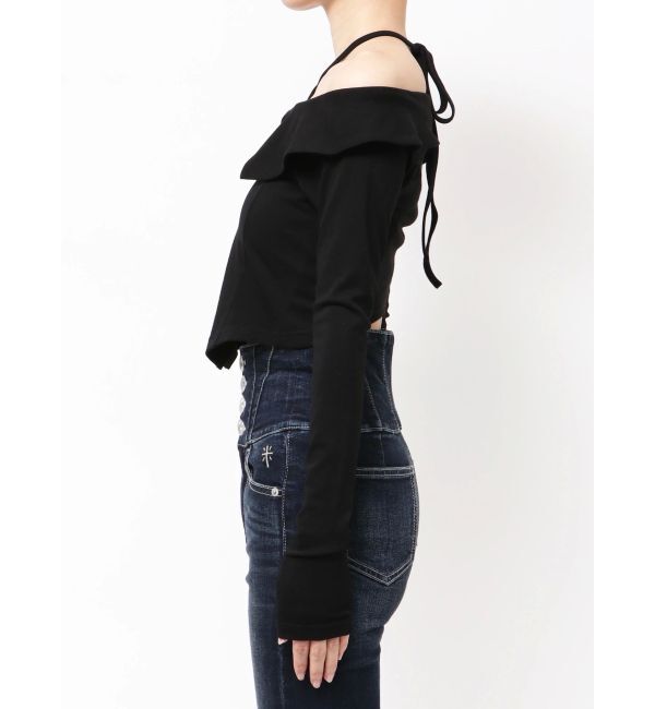 GYDA「フロントZIPクロスチョーカーショートトップス」|Tシャツ・カットソー|