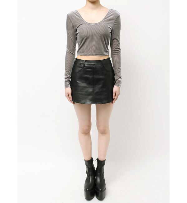 GYDA「VELOUR RIB BACK CROSS TOPS」|Tシャツ・カットソー|