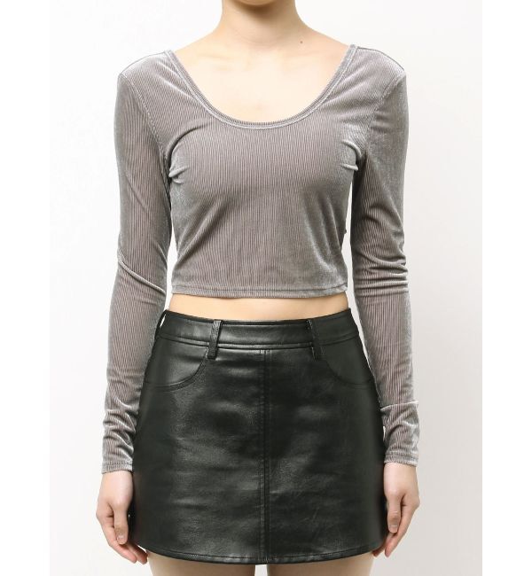 GYDA「VELOUR RIB BACK CROSS TOPS」|Tシャツ・カットソー|
