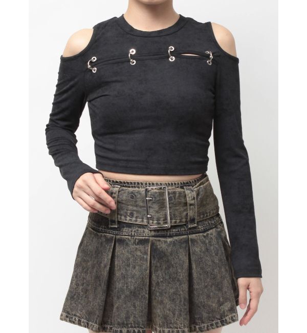 GYDA「OPEN リングトップス」|Tシャツ・カットソー|ブラック