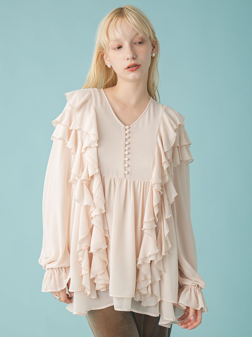 FURFUR「フリルチュニックブラウス」|シャツ・ブラウス|PNK
