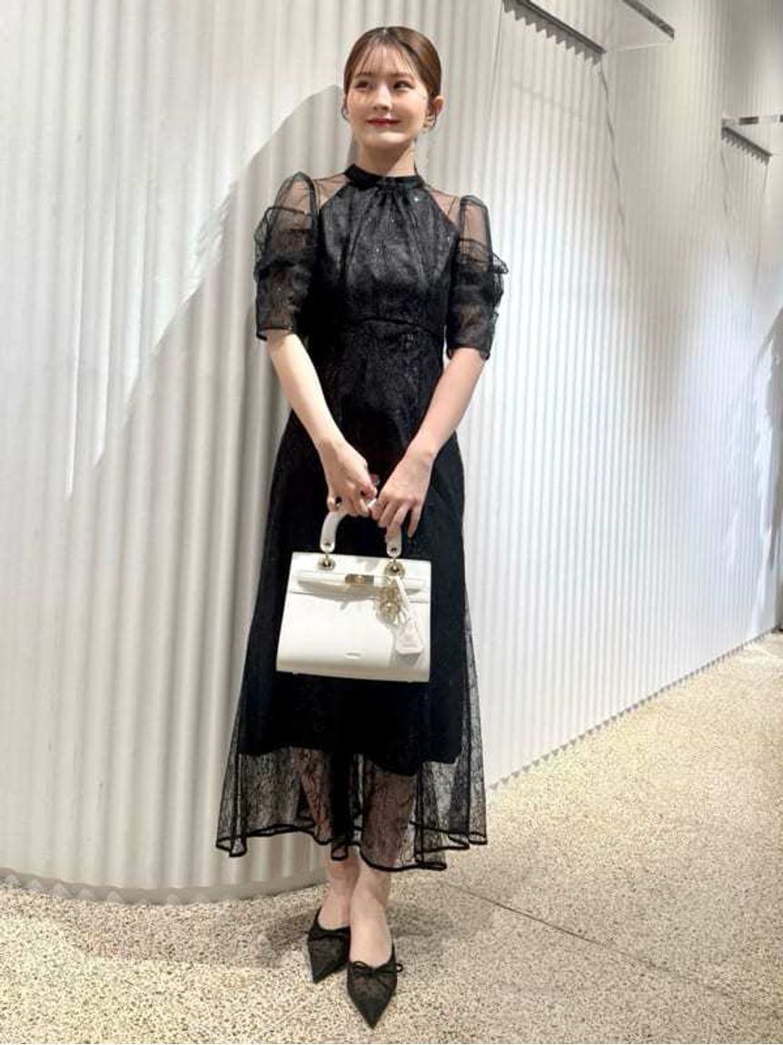 SNIDEL「スパンコールレースドレス」|ドレス|