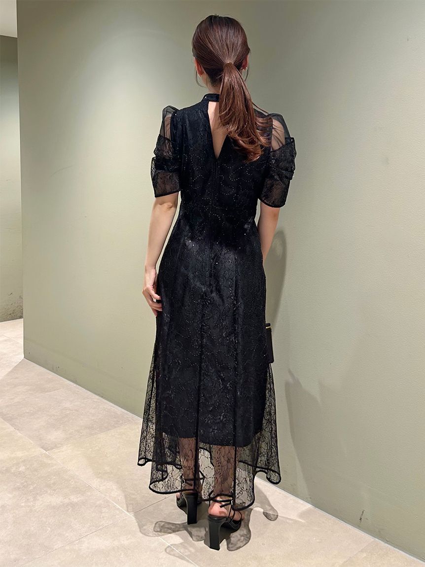 SNIDEL「スパンコールレースドレス」|ドレス|