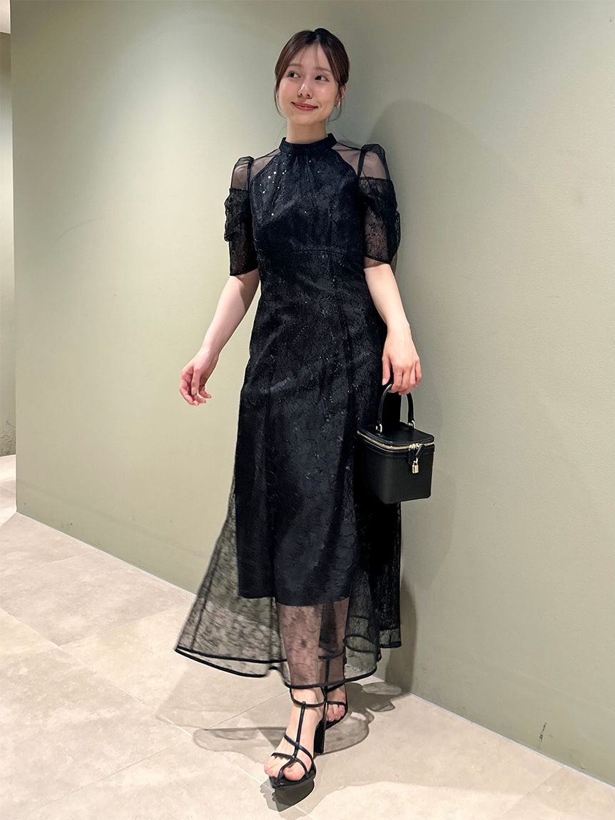 SNIDEL「スパンコールレースドレス」|ドレス|