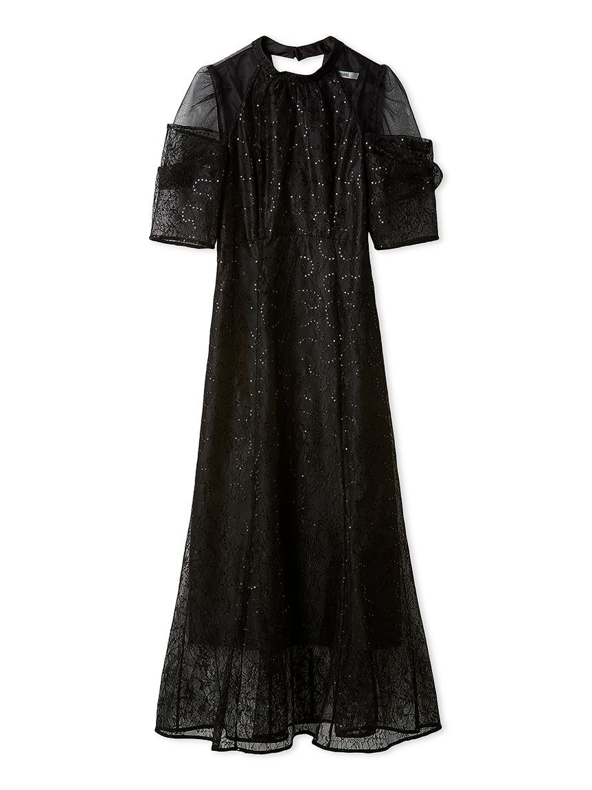 SNIDEL「スパンコールレースドレス」|ドレス|