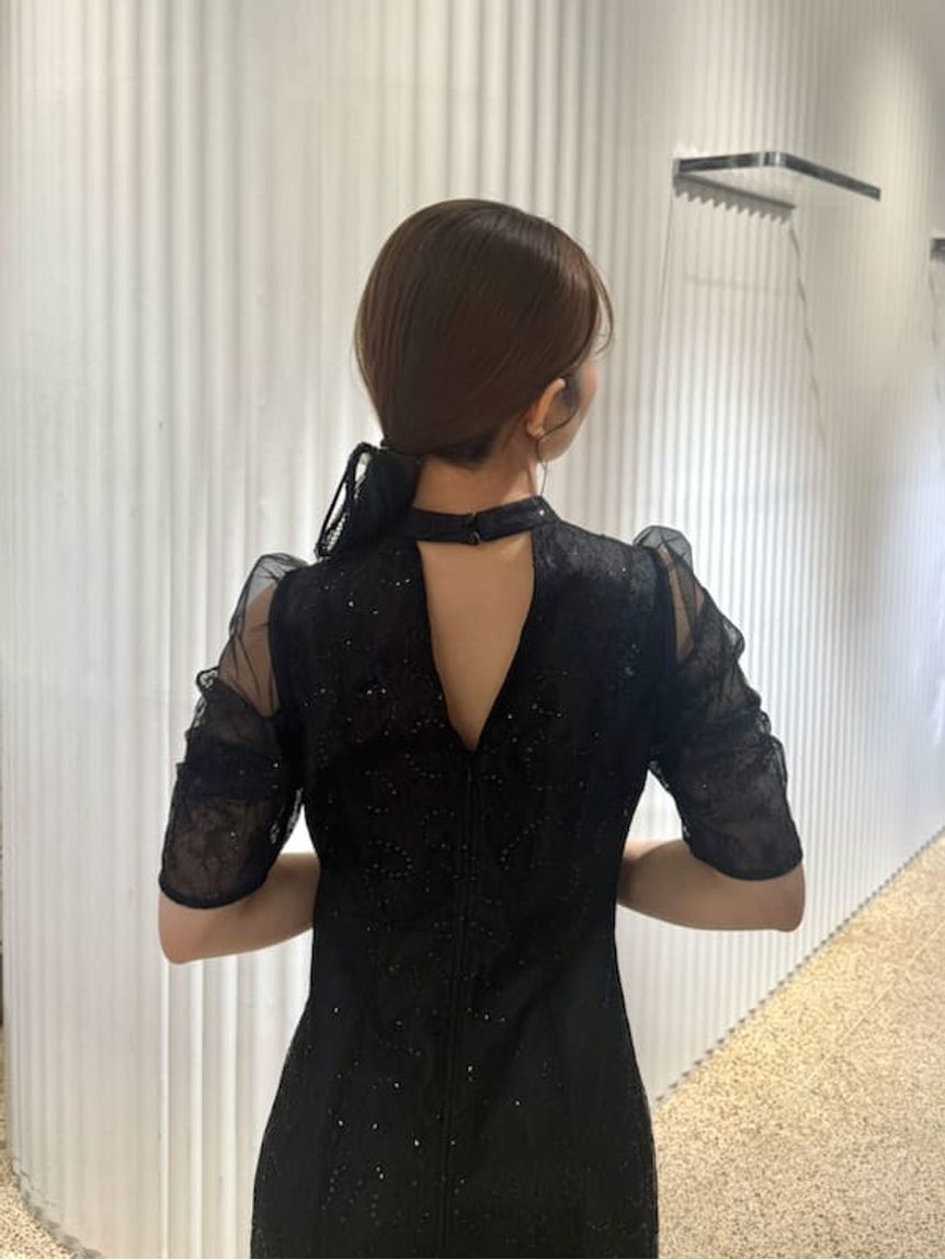 SNIDEL「スパンコールレースドレス」|ドレス|