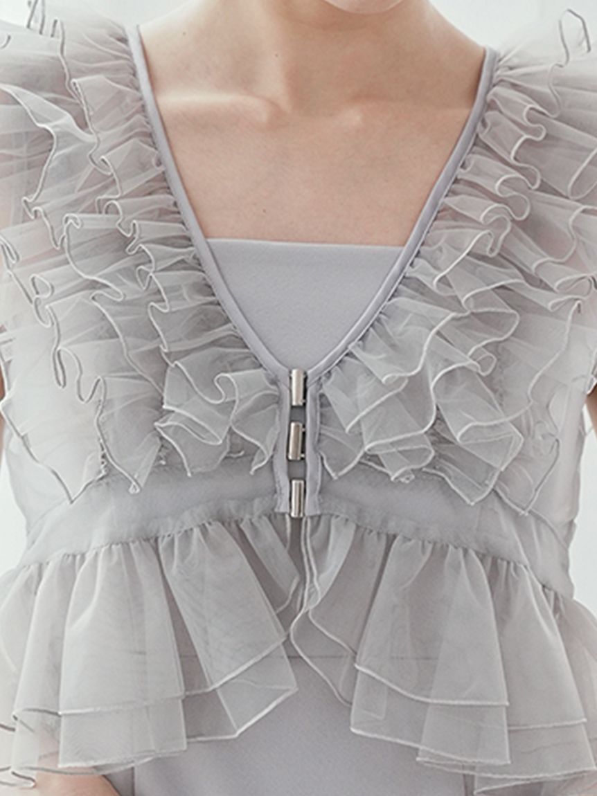 SNIDEL「Sustainableペプラムチュールドレス」|ドレス|