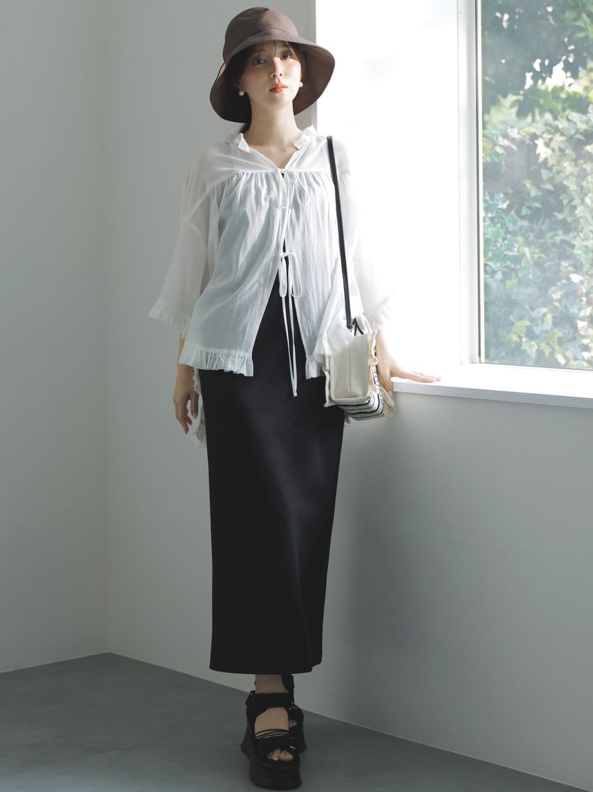 SNIDEL「Sustainableペプラムチュールドレス」|ドレス|