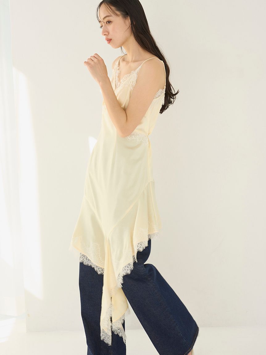 SNIDEL「レーストリムサテンキャミTOP」|キャミソール|