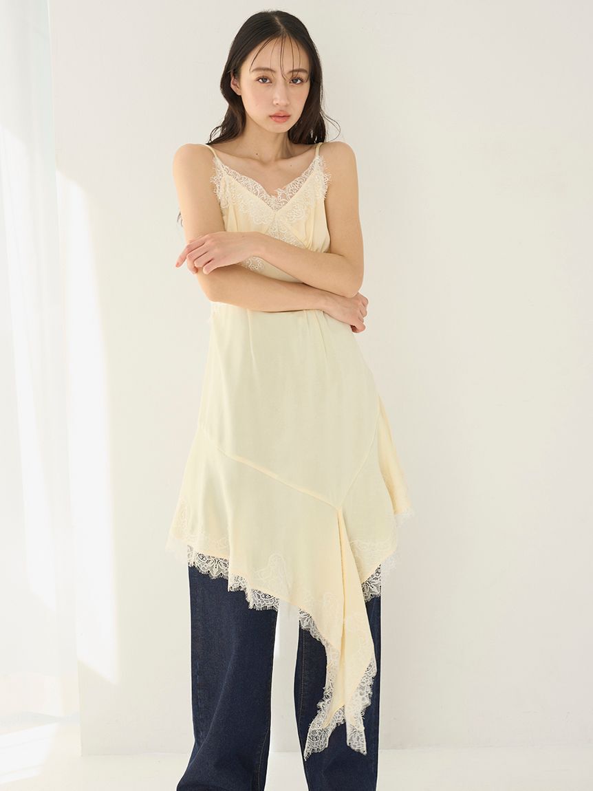 SNIDEL「レーストリムサテンキャミTOP」|キャミソール|