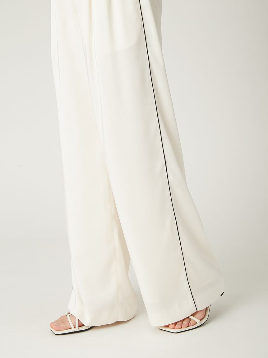 FRAY I.D「サイドラインサテンワイドパンツ／ウォッシャブル」|チノ|