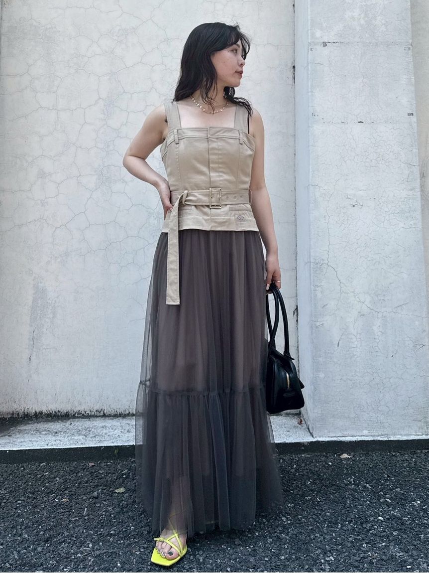 FRAY I.D「【FRAY I.D｜Dickies】チュールコンビジャンパードレス」|ドレス|