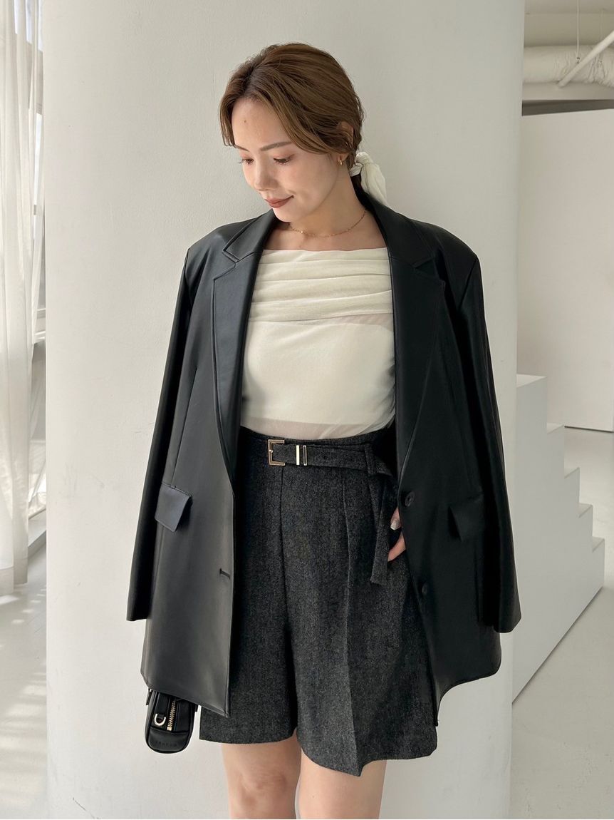 FRAY I.D「オフショルフロッキーチュールトップス」|Tシャツ・カットソー|