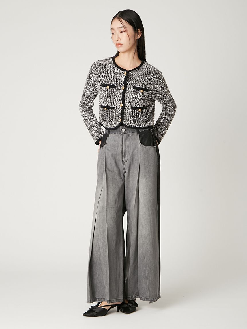 FRAY I.D「ボックスタックワイドデニムパンツ」|デニム|