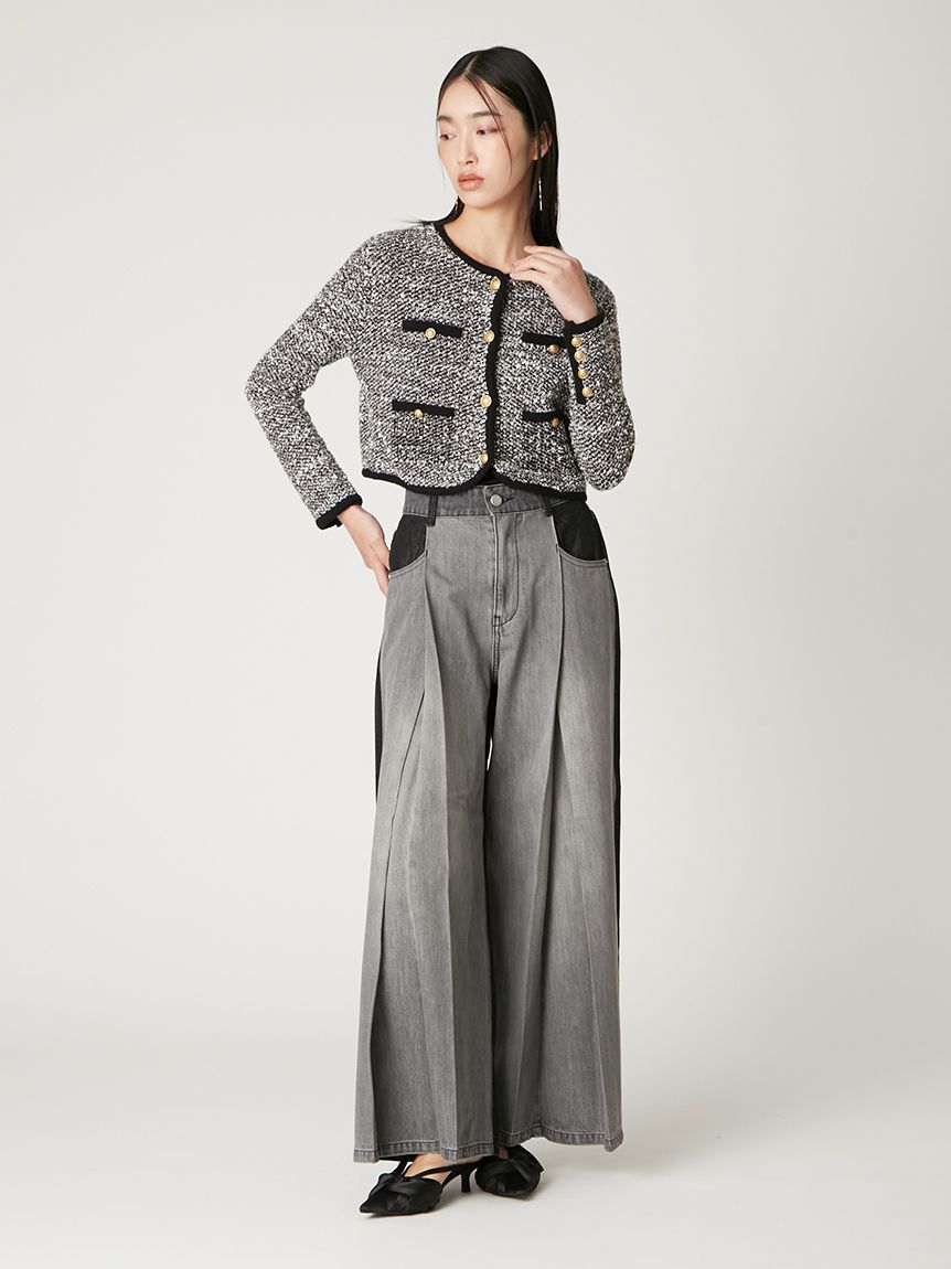 FRAY I.D「ボックスタックワイドデニムパンツ」|デニム|