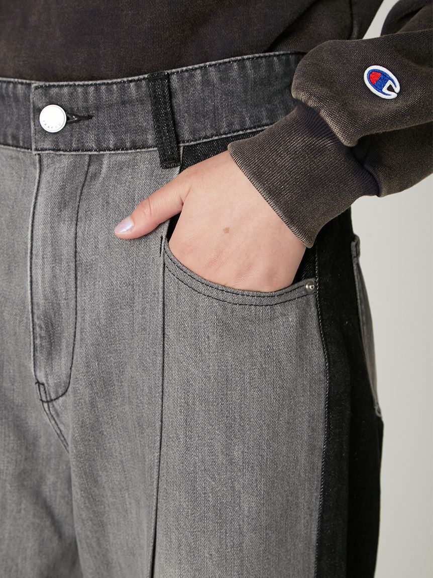 FRAY I.D「ボックスタックワイドデニムパンツ」|デニム|