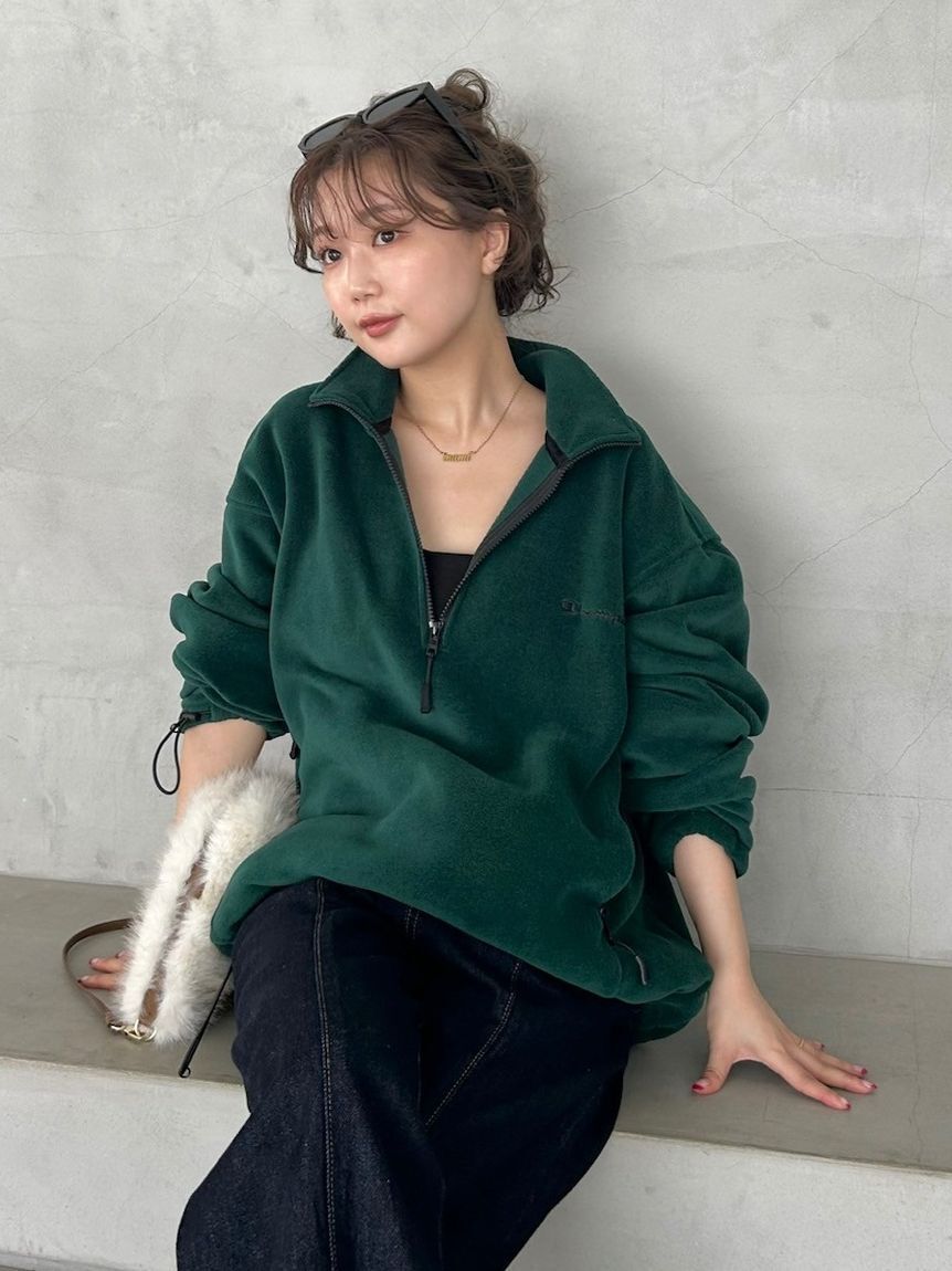 FRAY I.D「【FRAY I.D｜Champion】フリースハーフジッププルオーバー」|Tシャツ・カットソー|