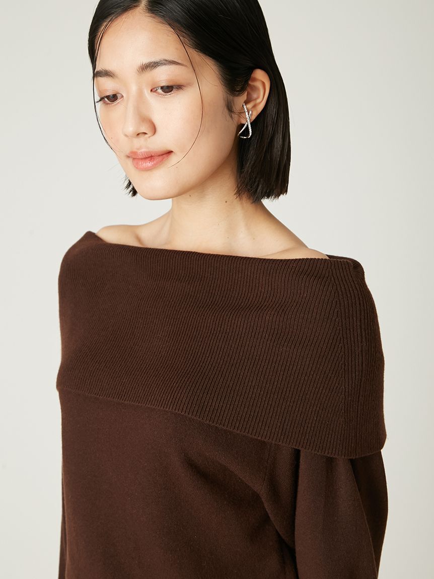 FRAY I.D「ワイドカラーオフショルダープルオーバー」|ニット・セーター|