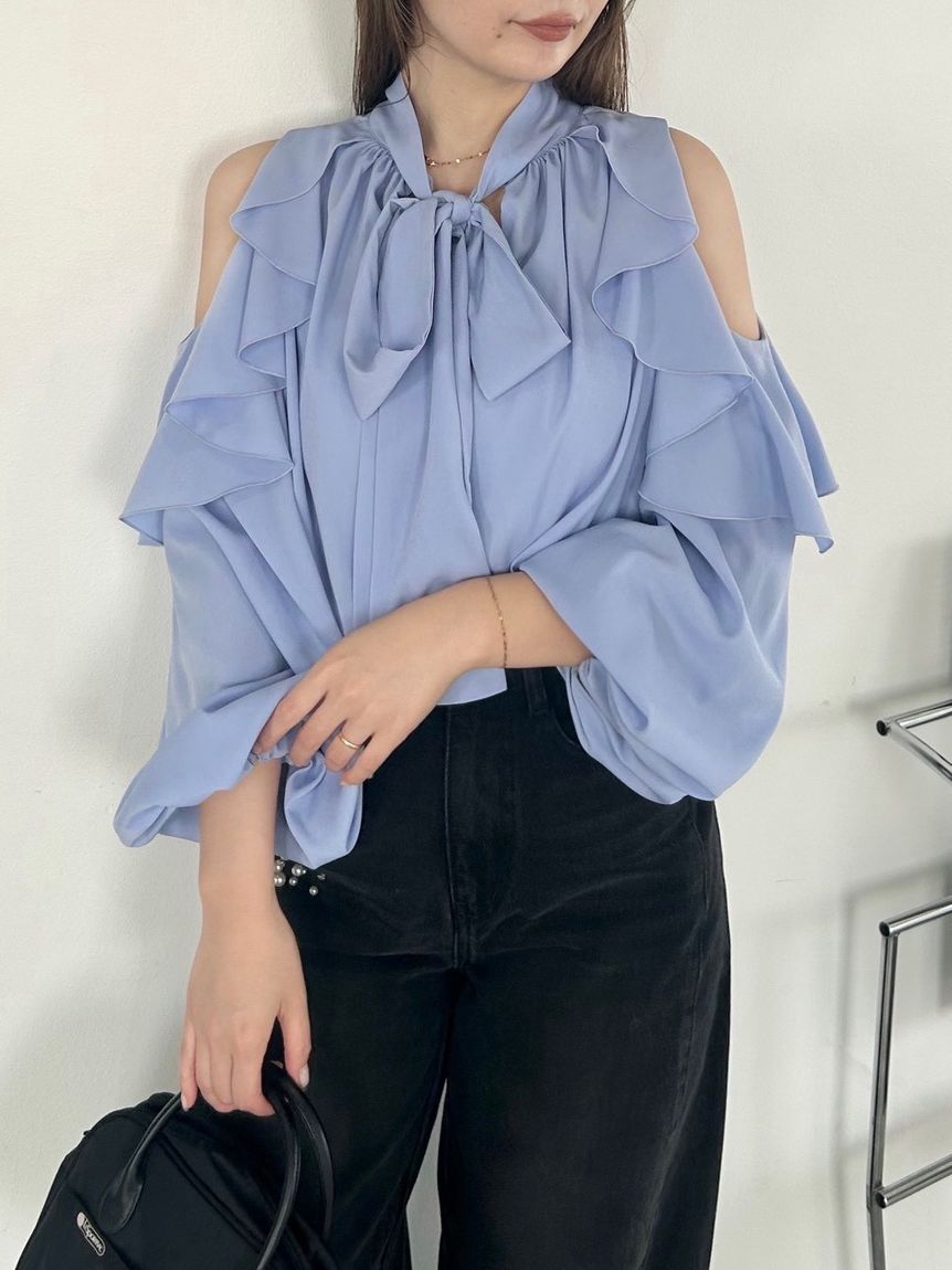 FRAY I.D「【限定カラー】2wayショルダーフリルボウタイブラウス」|シャツ・ブラウス|BLU