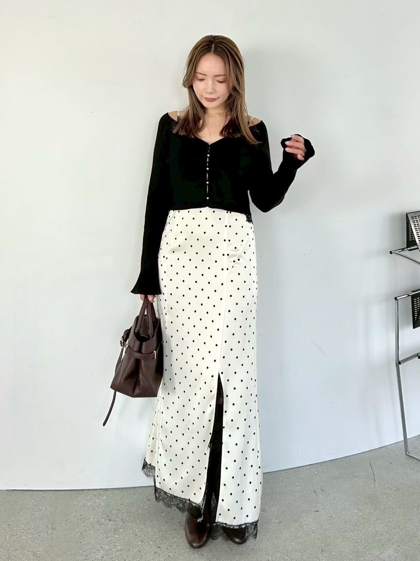 FRAY I.D「【限定カラー】レーストリムキャミワンピース」|ワンピース|