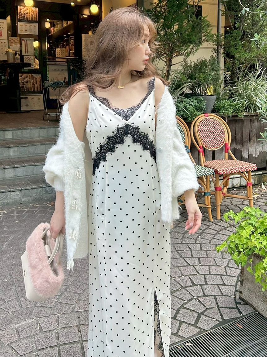 FRAY I.D「【限定カラー】レーストリムキャミワンピース」|ワンピース|