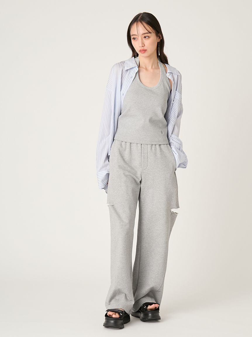 FRAY I.D「カットアウトスウェットパンツ」|チノ|