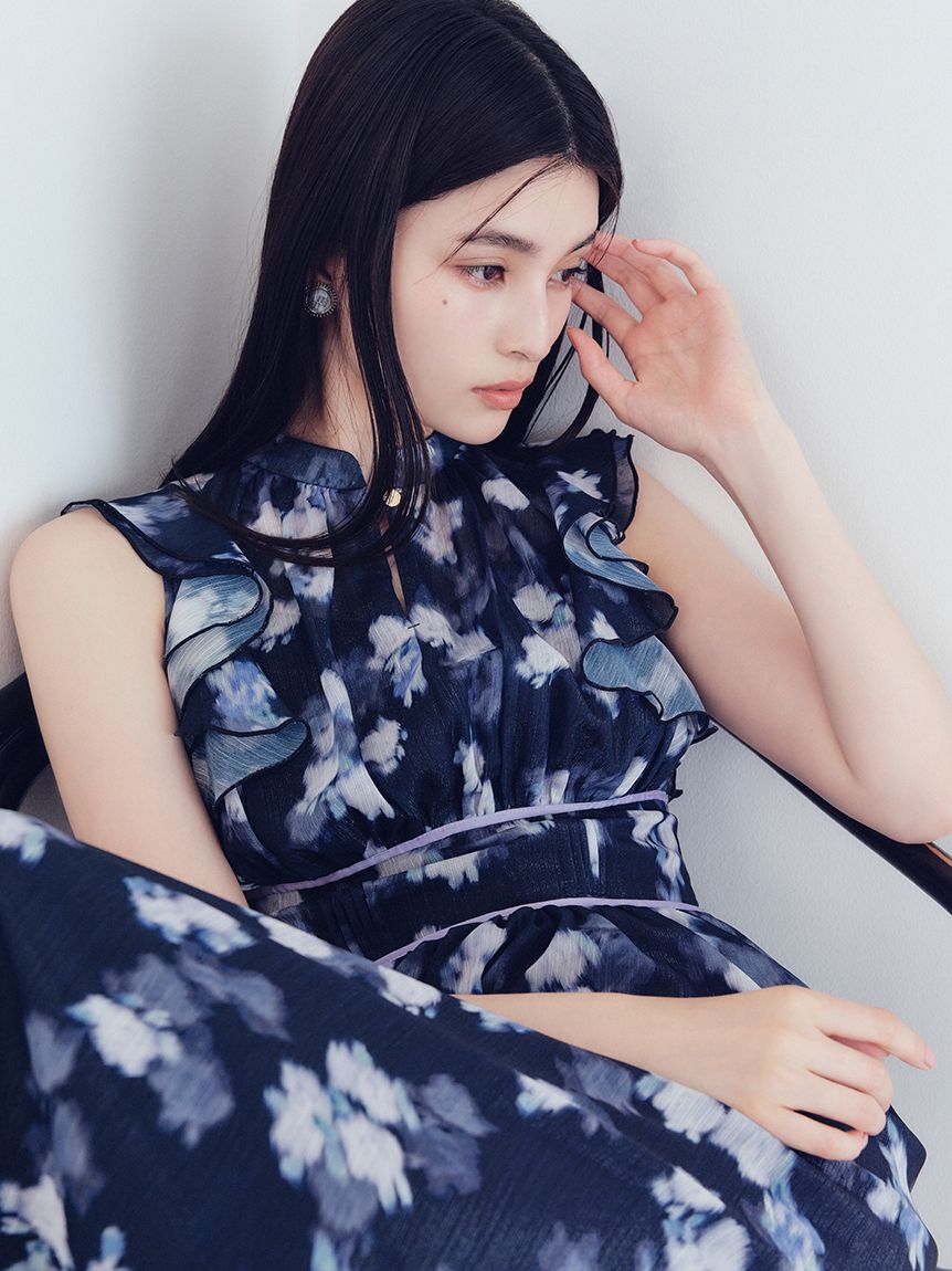 LILY BROWN「シアープリントフリルワンピース」|ワンピース|