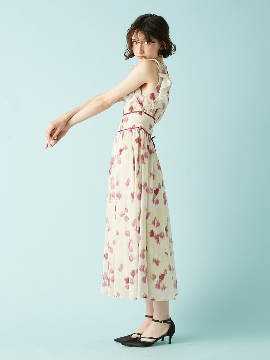 LILY BROWN「シアープリントフリルワンピース」|ワンピース|