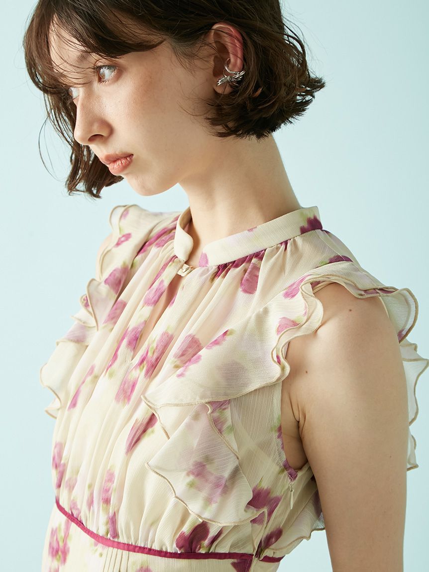 LILY BROWN「シアープリントフリルワンピース」|ワンピース|