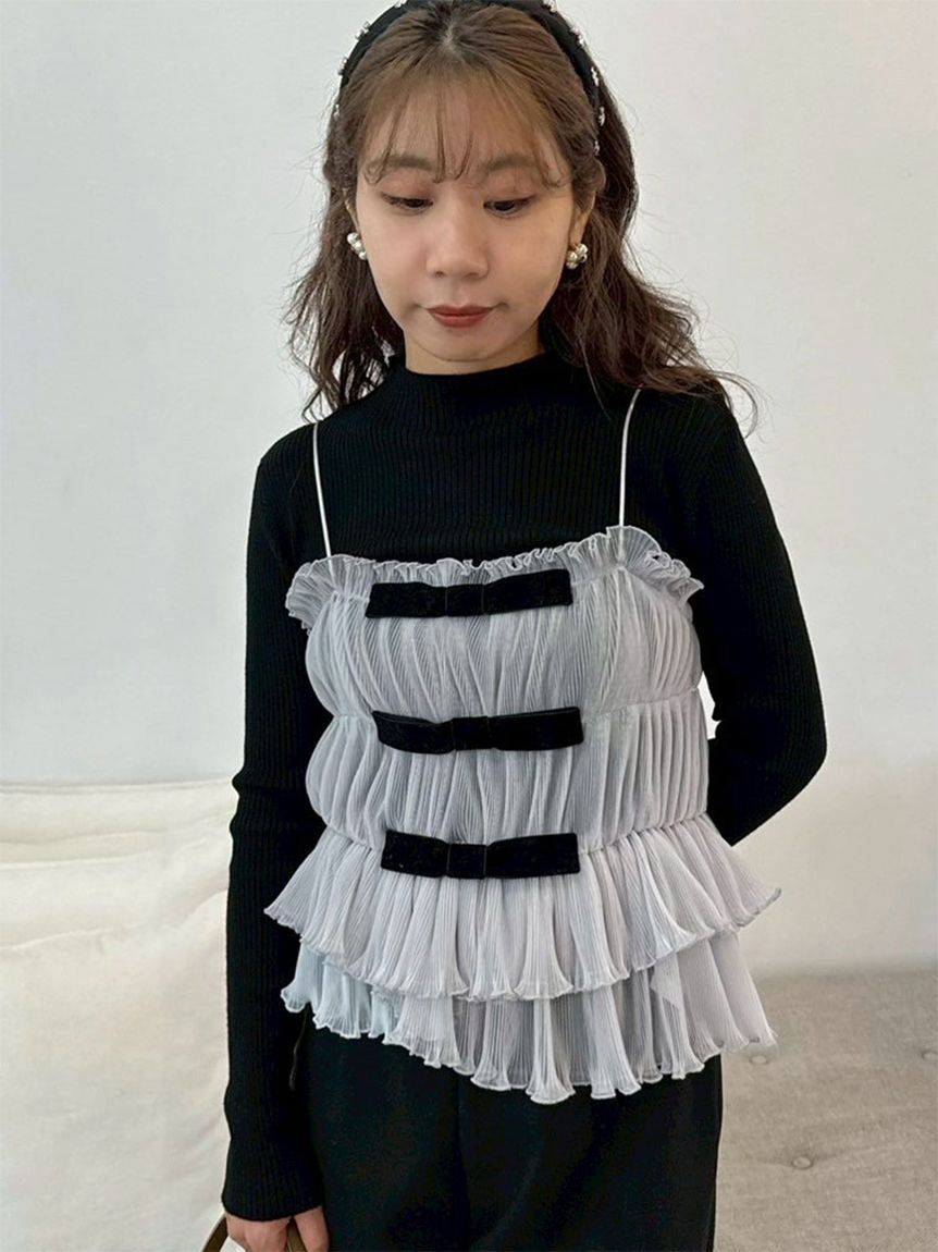 LILY BROWN「リボンビスチェセットニットトップス」|ニット・セーター|GRY