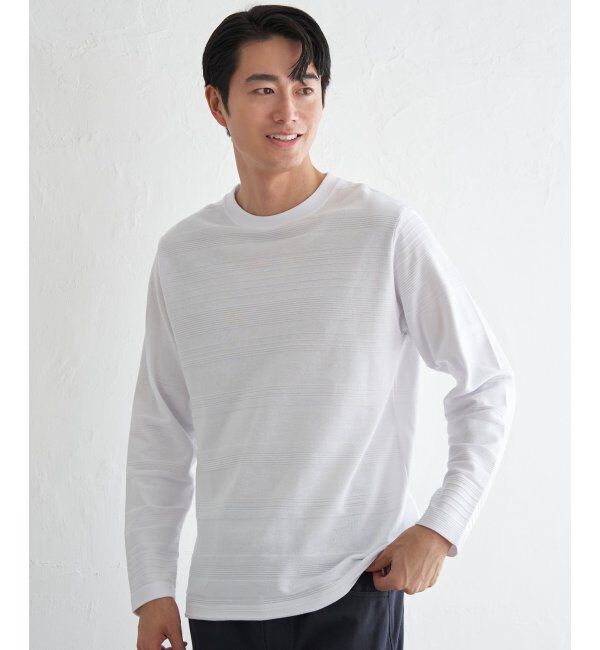 IKKA LOUNGE「ランダムリップルボーダーロンT」|Tシャツ・カットソー|