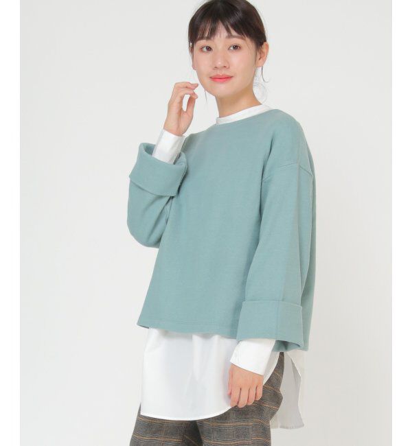 Lbc with Life「表起毛袖折り返しプルオーバー」|その他|ミントグリン