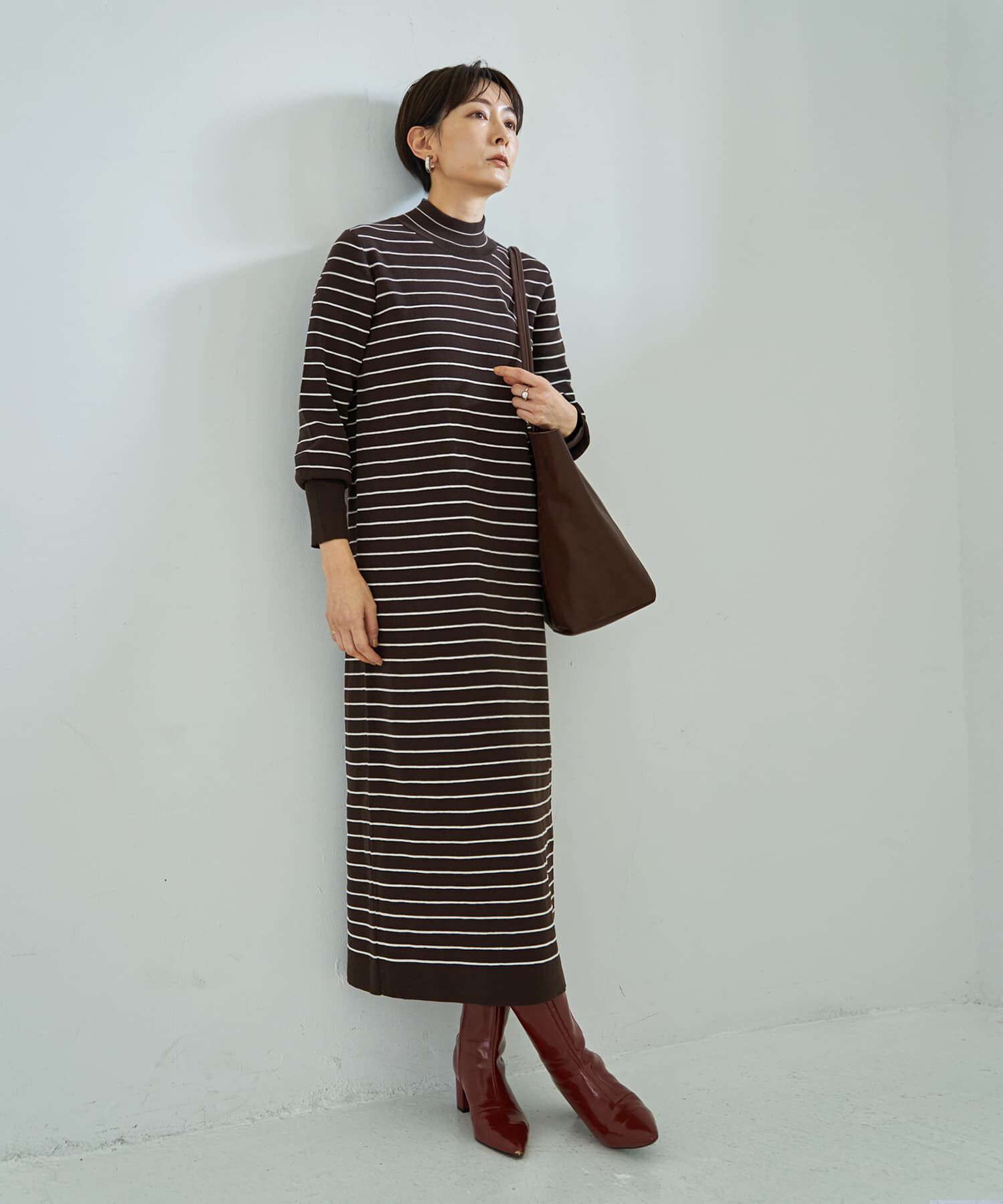 STYLE DELI「立体ボーダーニットワンピース」|ワンピース|