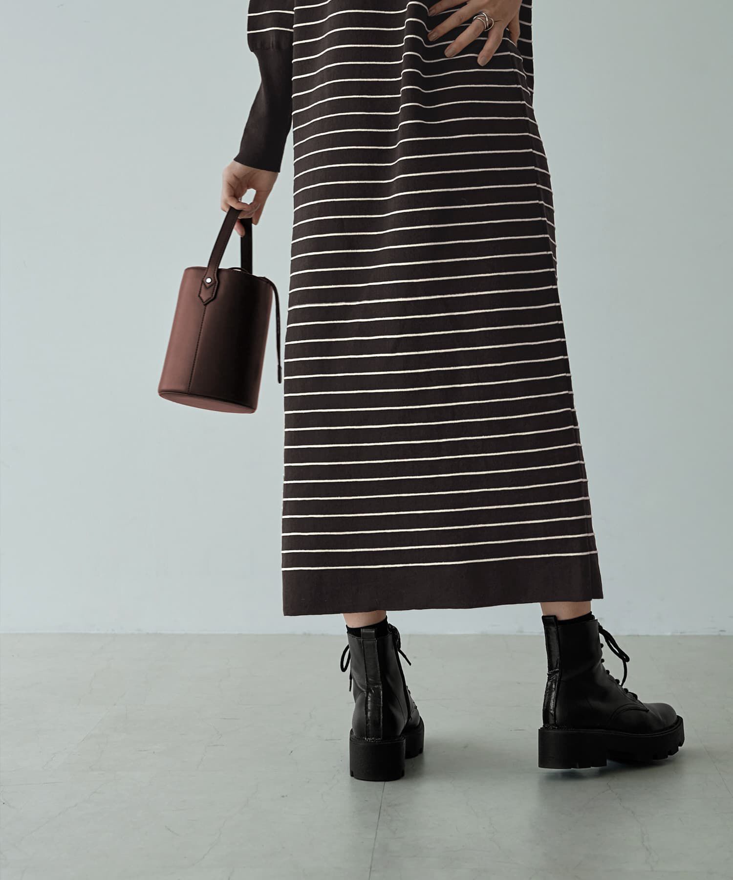 STYLE DELI「立体ボーダーニットワンピース」|ワンピース|